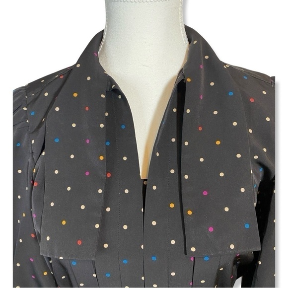 ⭐️Vintage ALBERT NIPON 1970s/80s Petites Neck Bow A-Line Polka Dot Dress - Picture 5 of 8